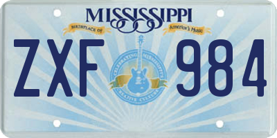 MS license plate ZXF984