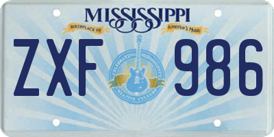 MS license plate ZXF986