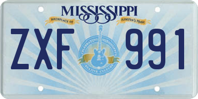 MS license plate ZXF991