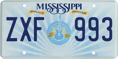 MS license plate ZXF993