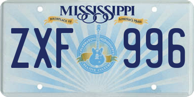 MS license plate ZXF996