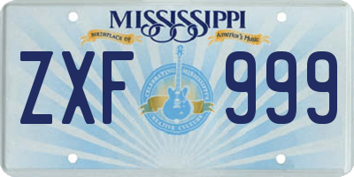 MS license plate ZXF999