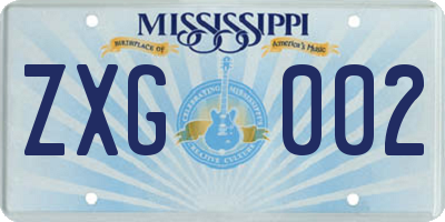 MS license plate ZXG002