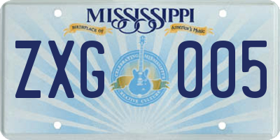 MS license plate ZXG005