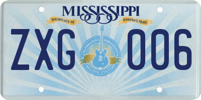 MS license plate ZXG006
