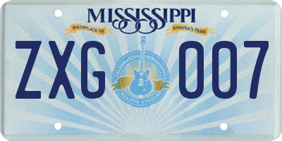 MS license plate ZXG007