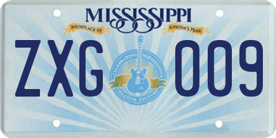 MS license plate ZXG009