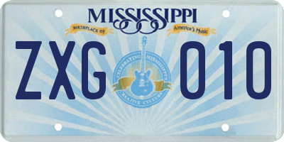 MS license plate ZXG010