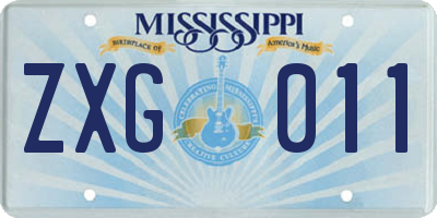 MS license plate ZXG011