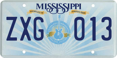MS license plate ZXG013