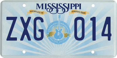 MS license plate ZXG014