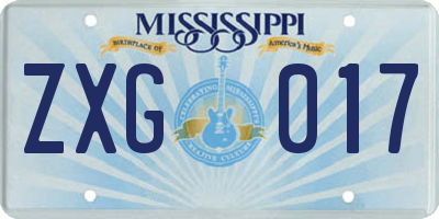 MS license plate ZXG017