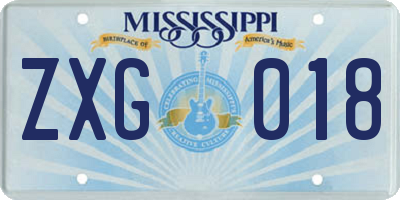 MS license plate ZXG018