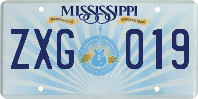 MS license plate ZXG019