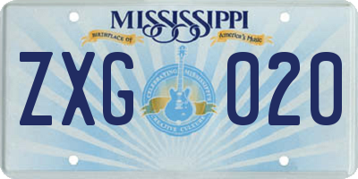 MS license plate ZXG020