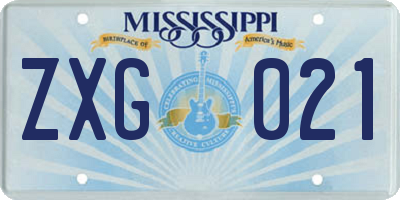 MS license plate ZXG021