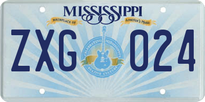 MS license plate ZXG024