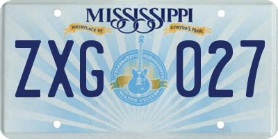 MS license plate ZXG027