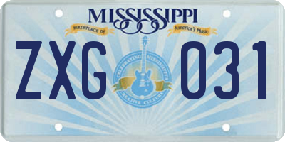 MS license plate ZXG031