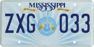 MS license plate ZXG033