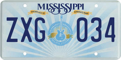 MS license plate ZXG034