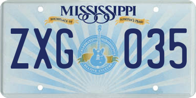 MS license plate ZXG035