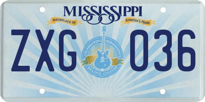 MS license plate ZXG036