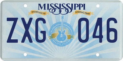 MS license plate ZXG046