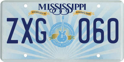MS license plate ZXG060