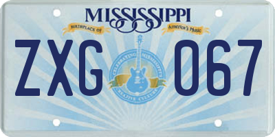 MS license plate ZXG067