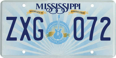 MS license plate ZXG072