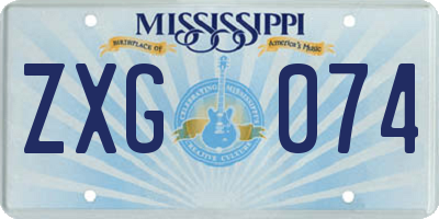 MS license plate ZXG074