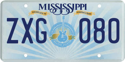 MS license plate ZXG080