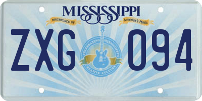 MS license plate ZXG094