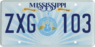 MS license plate ZXG103