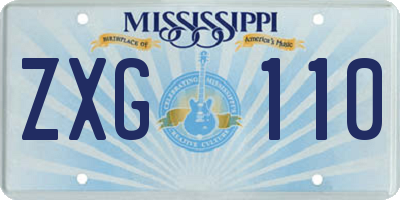 MS license plate ZXG110