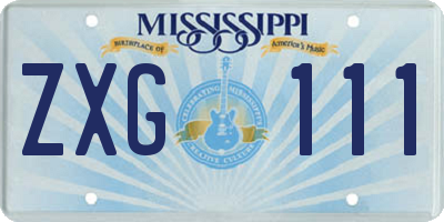 MS license plate ZXG111