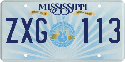 MS license plate ZXG113