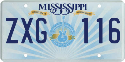 MS license plate ZXG116