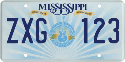 MS license plate ZXG123