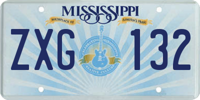 MS license plate ZXG132