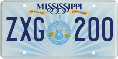 MS license plate ZXG200