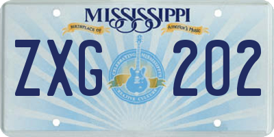 MS license plate ZXG202