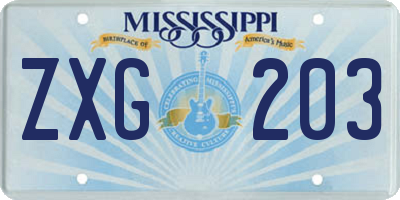 MS license plate ZXG203