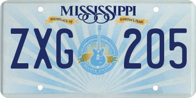 MS license plate ZXG205