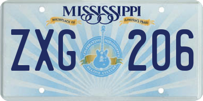 MS license plate ZXG206