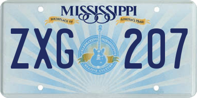 MS license plate ZXG207