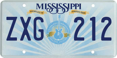 MS license plate ZXG212