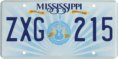 MS license plate ZXG215