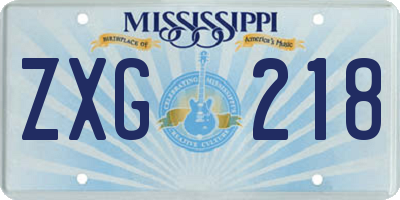 MS license plate ZXG218